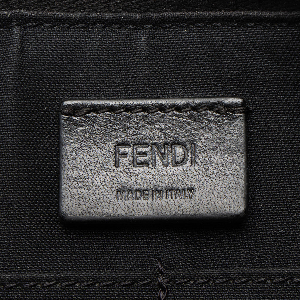 Fendi Coated Canvas FF Diagonal Clutch - Black/Grey/Yellow