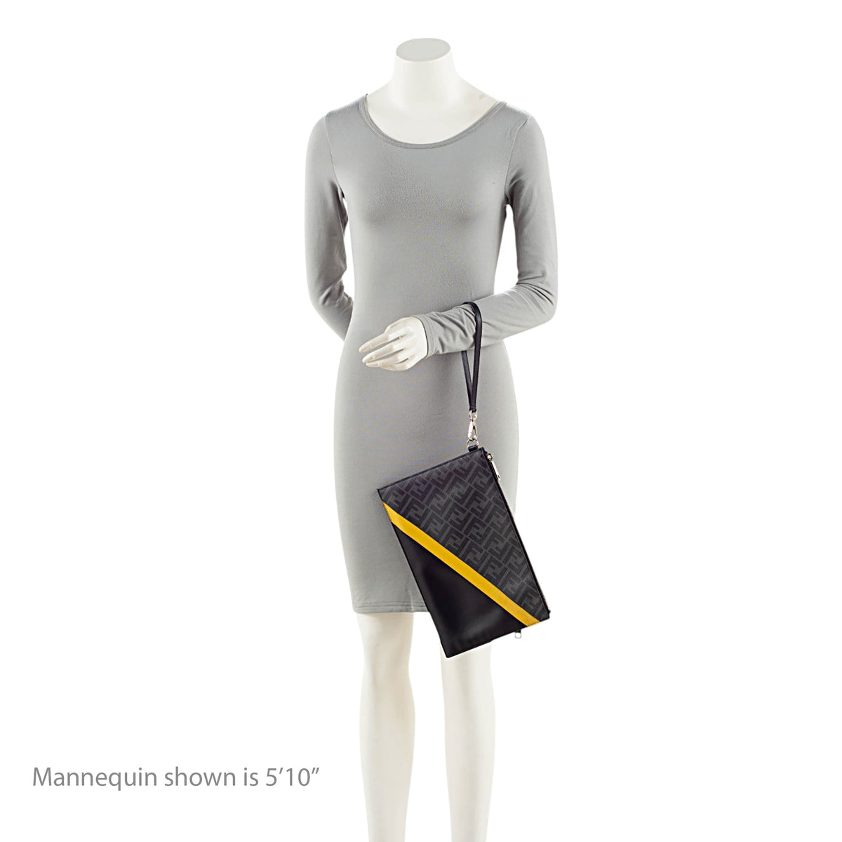 Fendi Coated Canvas FF Diagonal Clutch - Black/Grey/Yellow