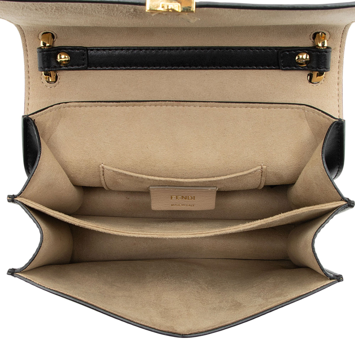 Fendi FF Embossed Calfskin Kan I Small Shoulder Bag - FINAL SALE - Black/Brown