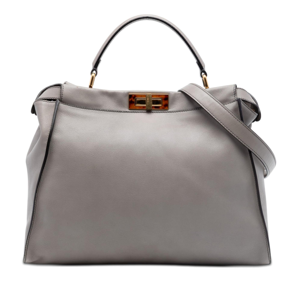 Fendi Large Calfskin Peekaboo Iconic Satchel - Grey
