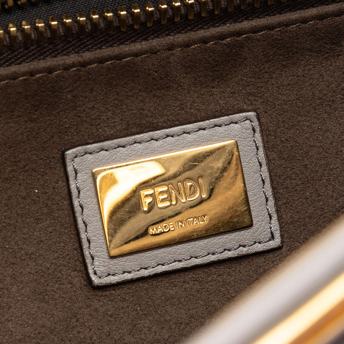 Fendi Large Calfskin Peekaboo Iconic Satchel - Grey