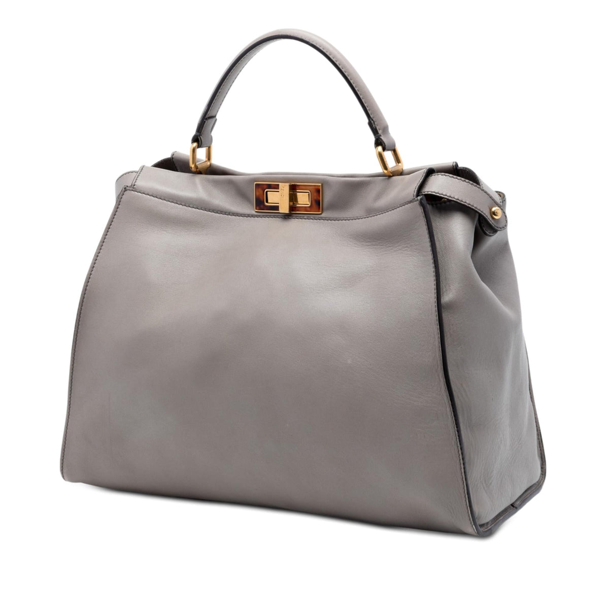 Fendi Large Calfskin Peekaboo Iconic Satchel - Grey