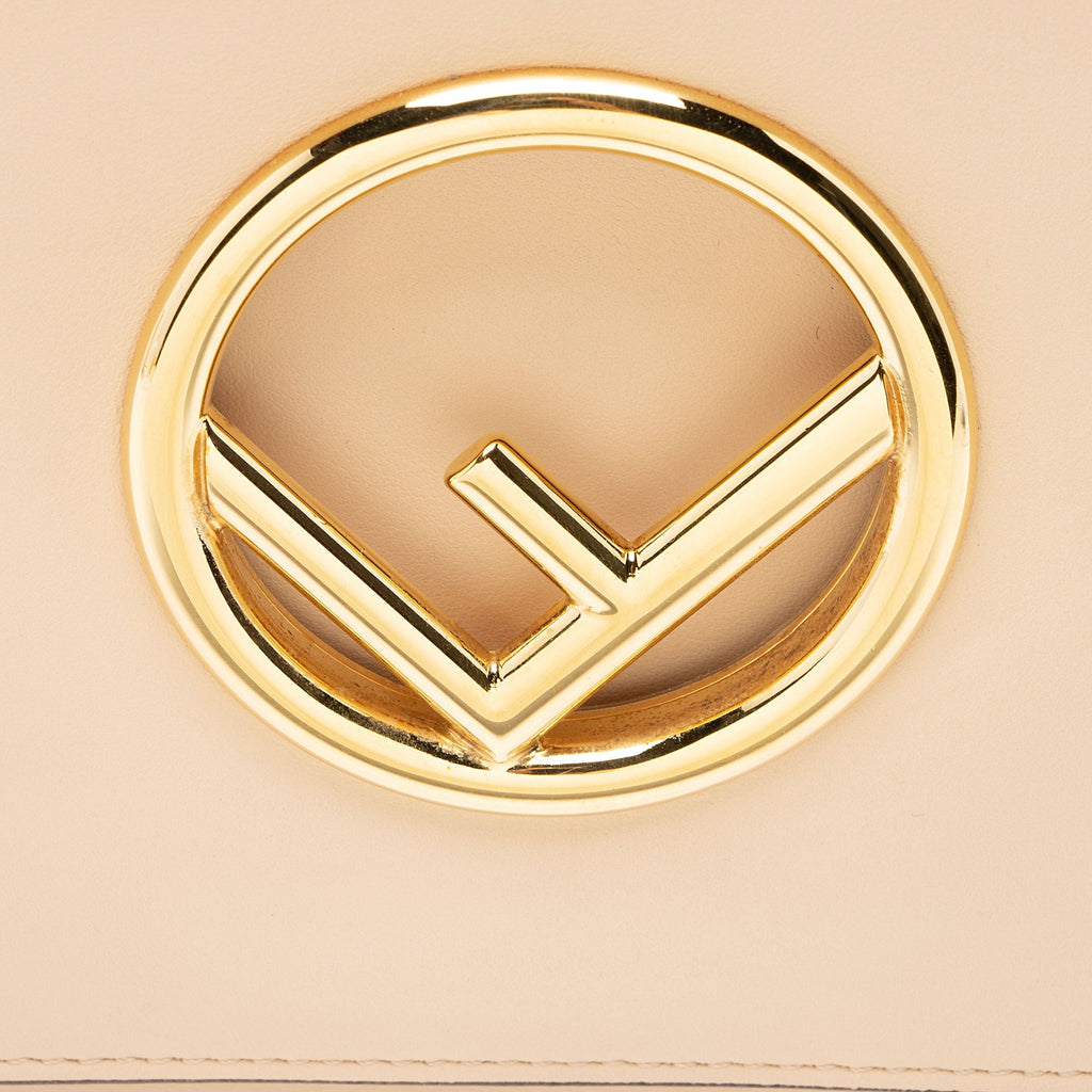 Fendi Leather Kan I F Medium Shoulder Bag - Beige
