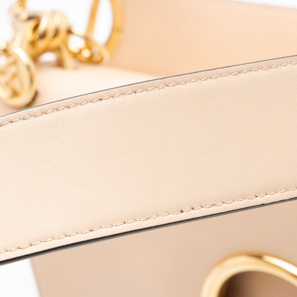 Fendi Leather Kan I F Medium Shoulder Bag - Beige