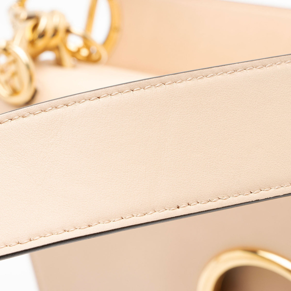 Fendi Leather Kan I F Medium Shoulder Bag - Beige