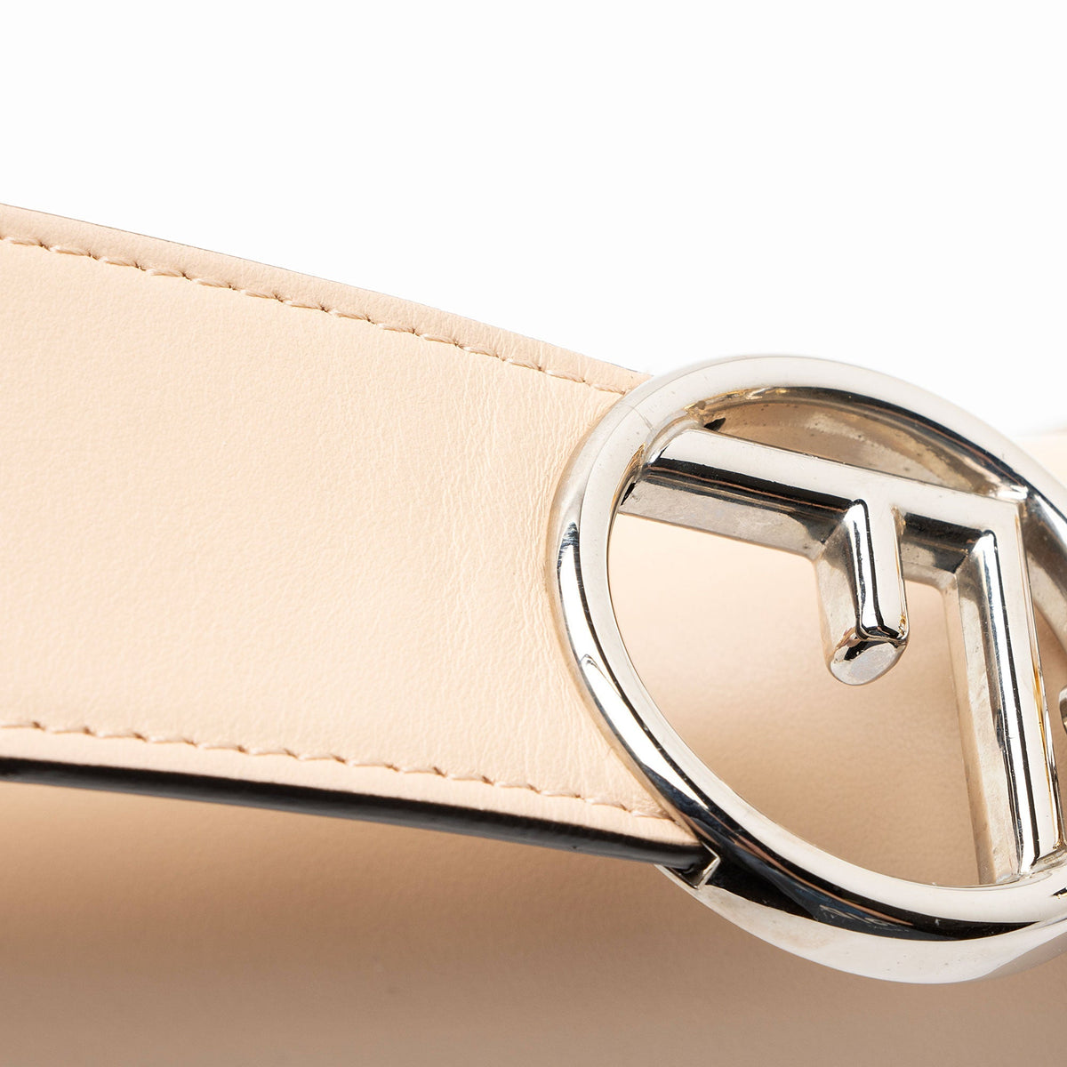 Fendi Leather Kan I F Medium Shoulder Bag - Beige