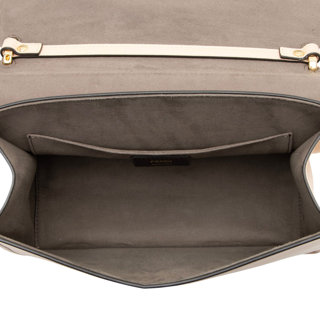 Fendi Leather Kan I F Medium Shoulder Bag - Beige