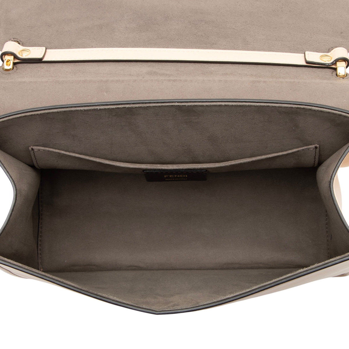 Fendi Leather Kan I F Medium Shoulder Bag - Beige