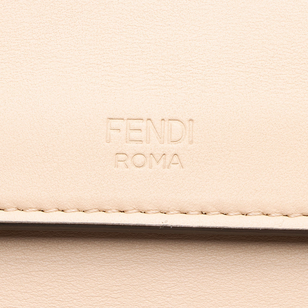 Fendi Leather Kan I F Medium Shoulder Bag - Beige
