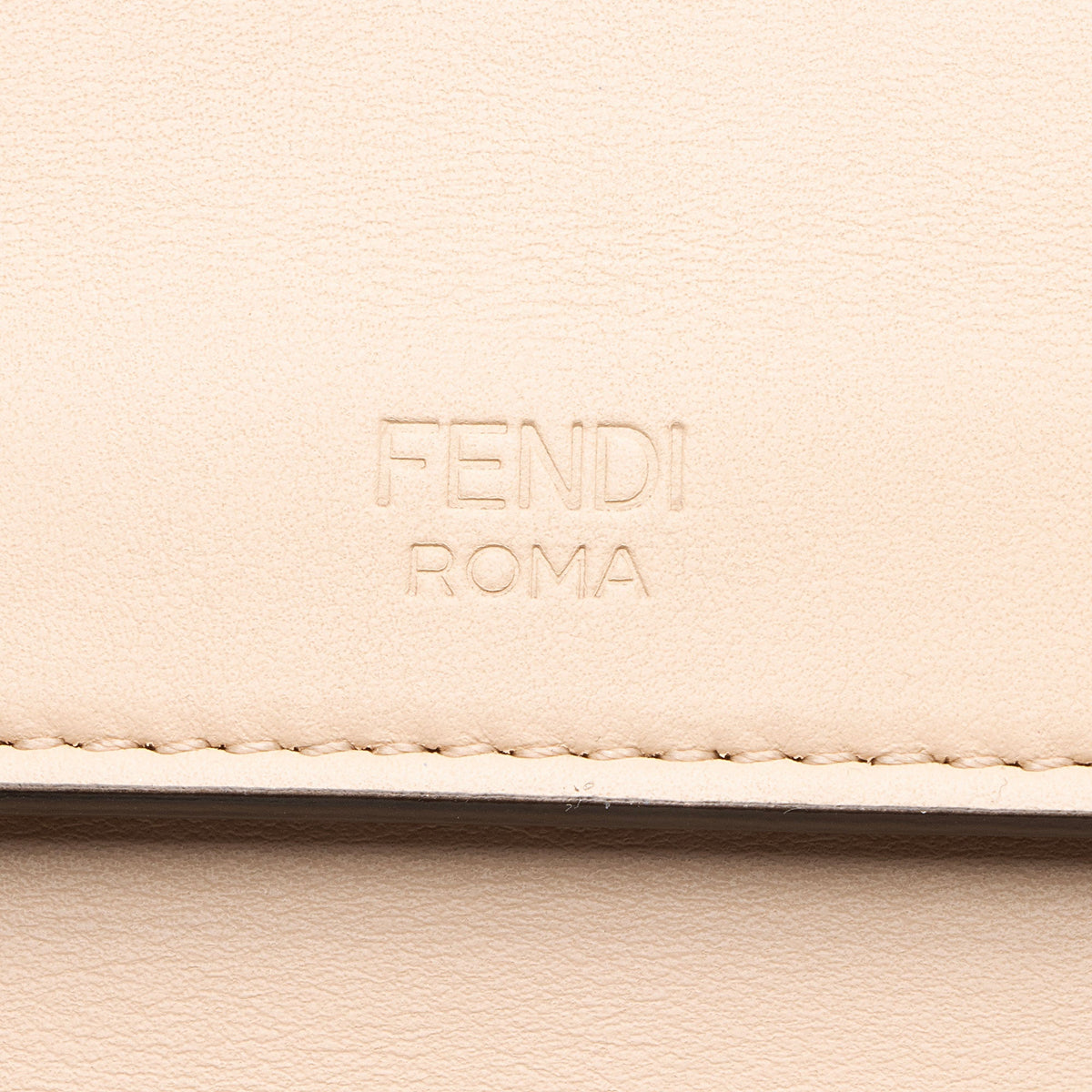 Fendi Leather Kan I F Medium Shoulder Bag - Beige