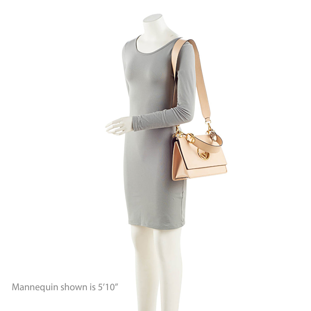 Fendi Leather Kan I F Medium Shoulder Bag - Beige