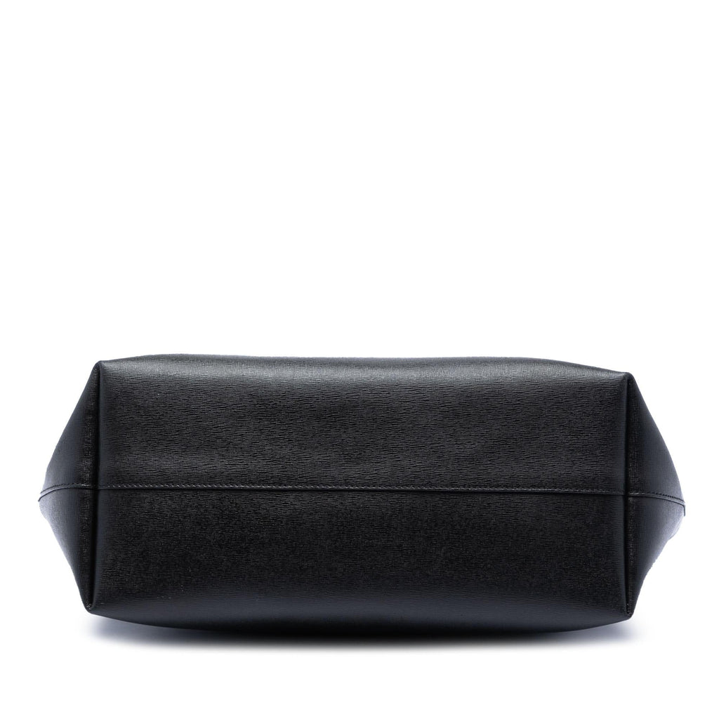 Fendi Leather Monster Roll Tote Bag - Black