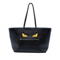 Fendi Leather Monster Roll Tote Bag - Black