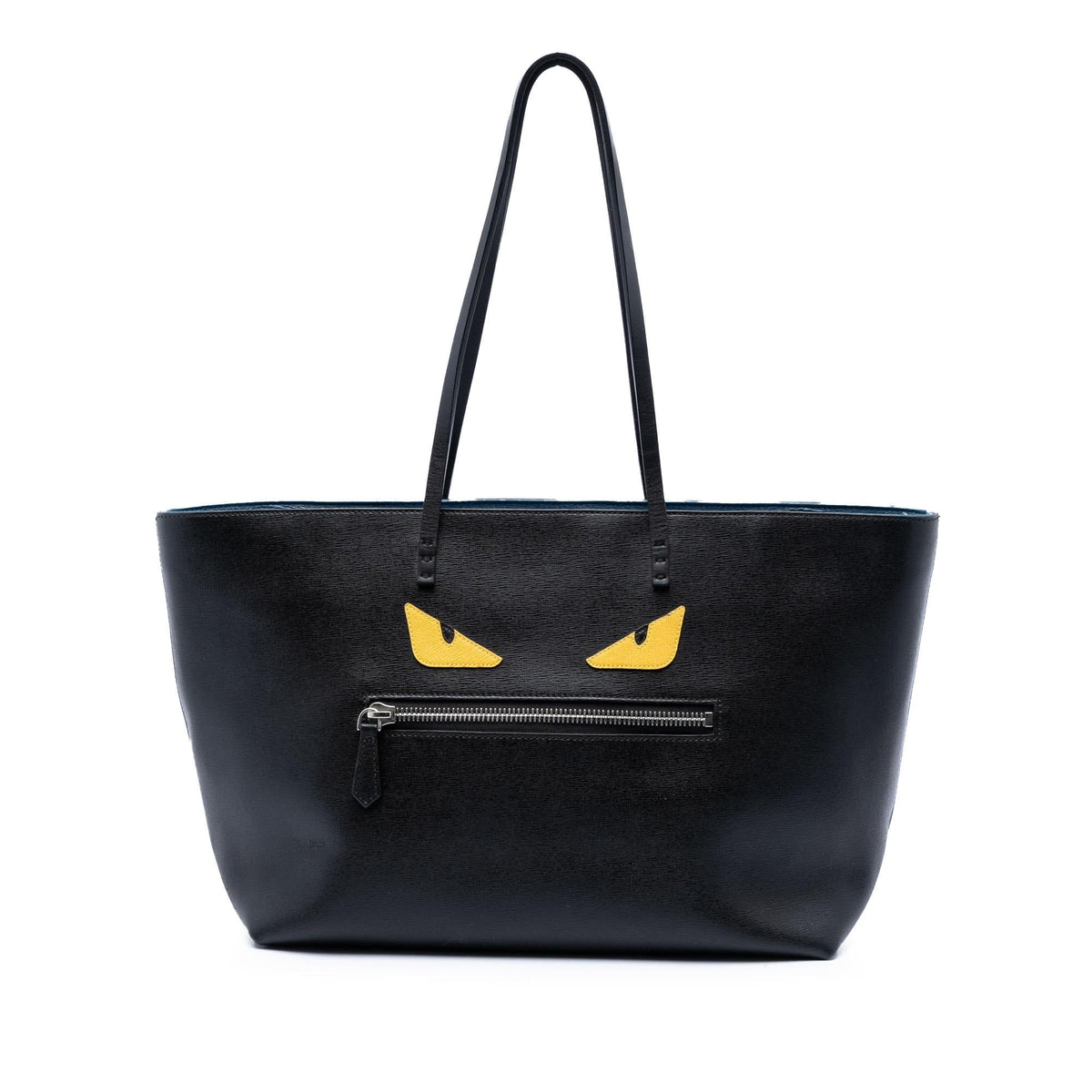 Fendi Leather Monster Roll Tote Bag - Black