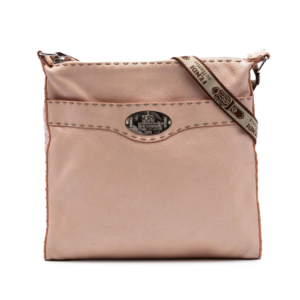Fendi Leather Selleria Crossbody Bag - Pink