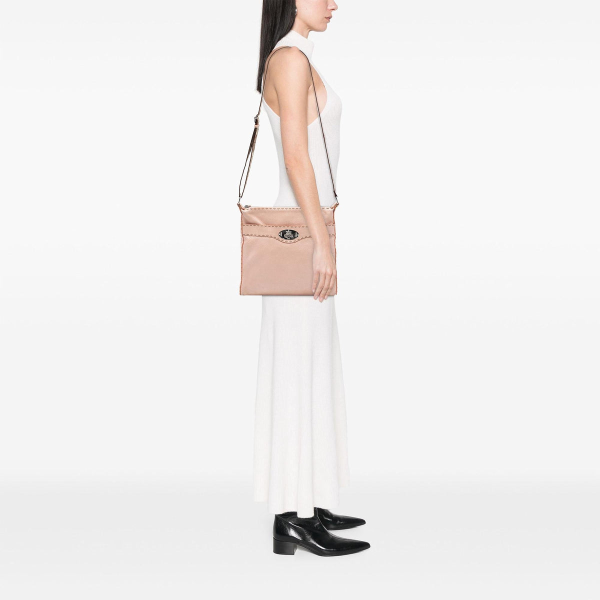 Fendi Leather Selleria Crossbody Bag - Pink