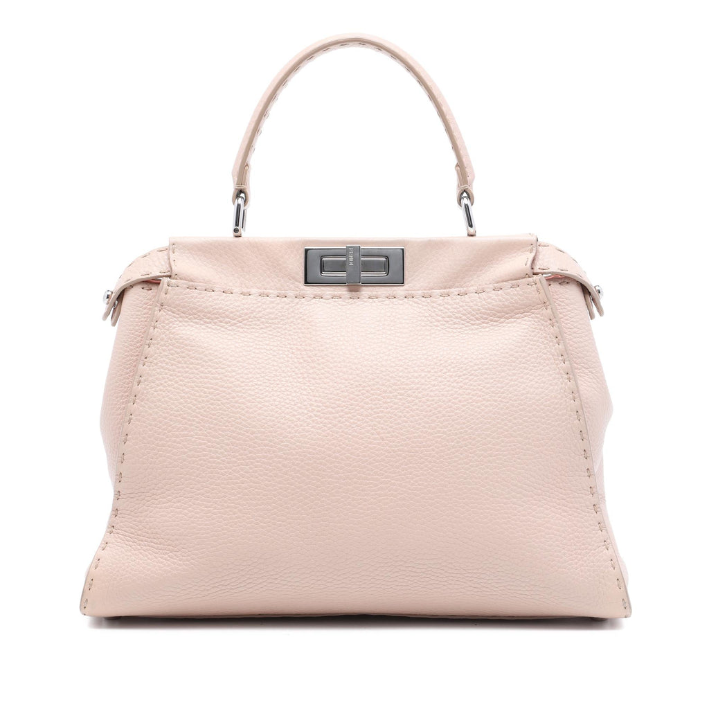 Fendi Medium Leather Selleria Peekaboo Iconic Satchel - Pink