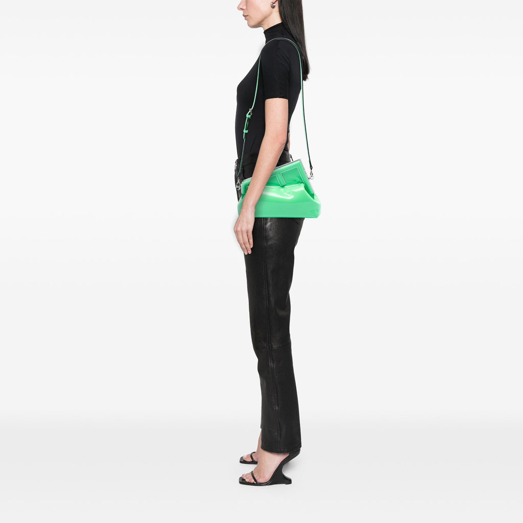 Fendi Midi Patent Fendi First Crossbody Bag - Green