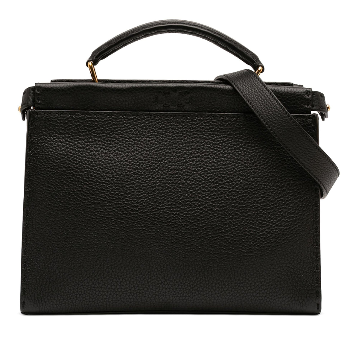 Fendi Mini Calfskin Romano Selleria Peekaboo Iconic Fit Satchel - Black
