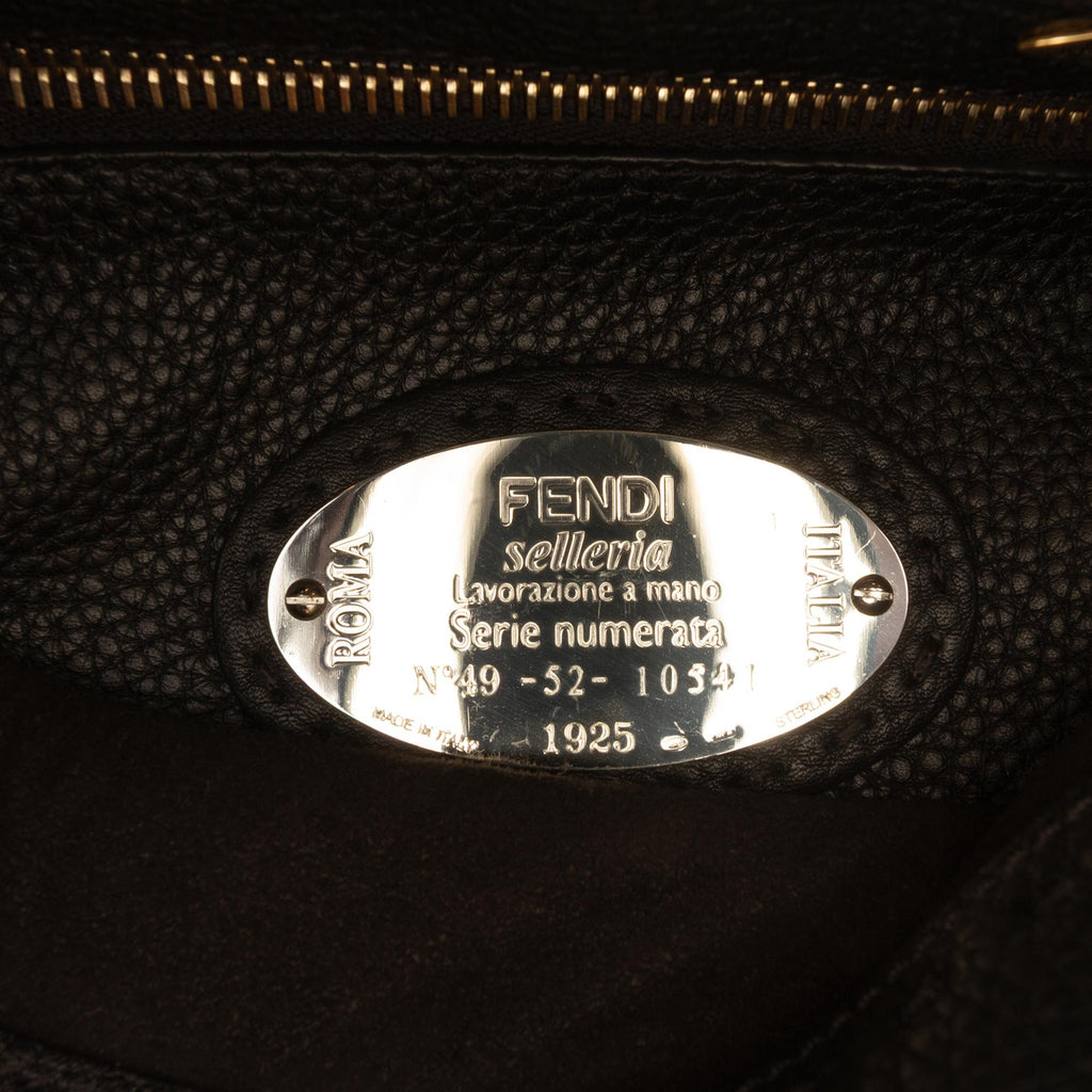 Fendi Mini Calfskin Romano Selleria Peekaboo Iconic Fit Satchel - Black