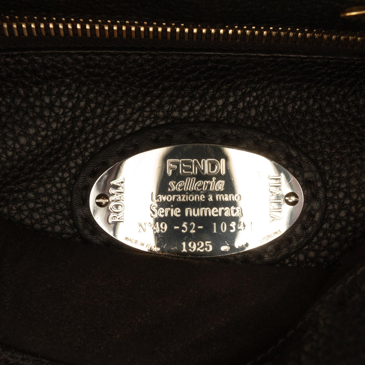 Fendi Mini Calfskin Romano Selleria Peekaboo Iconic Fit Satchel - Black