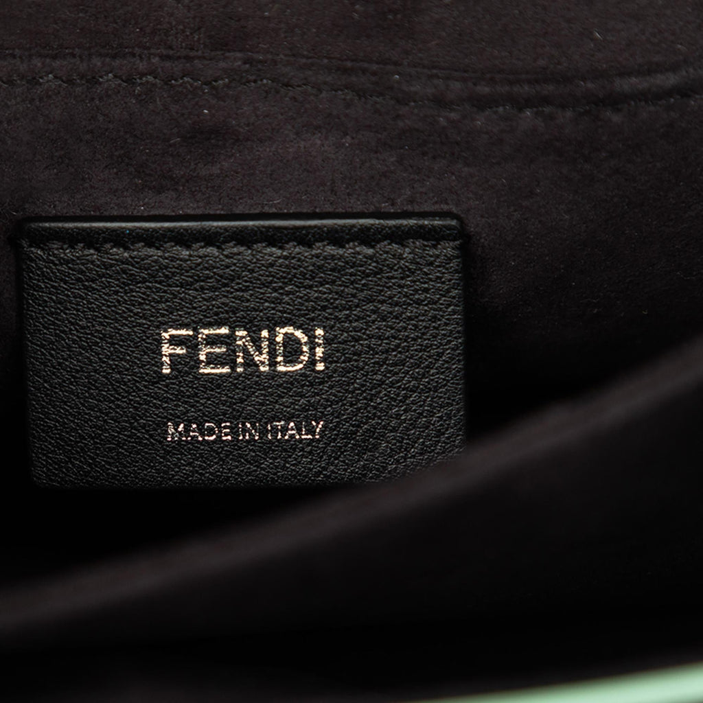 Fendi Mini Scalloped Leather and Acrylic Studs Kan I Crossbody Bag - Black