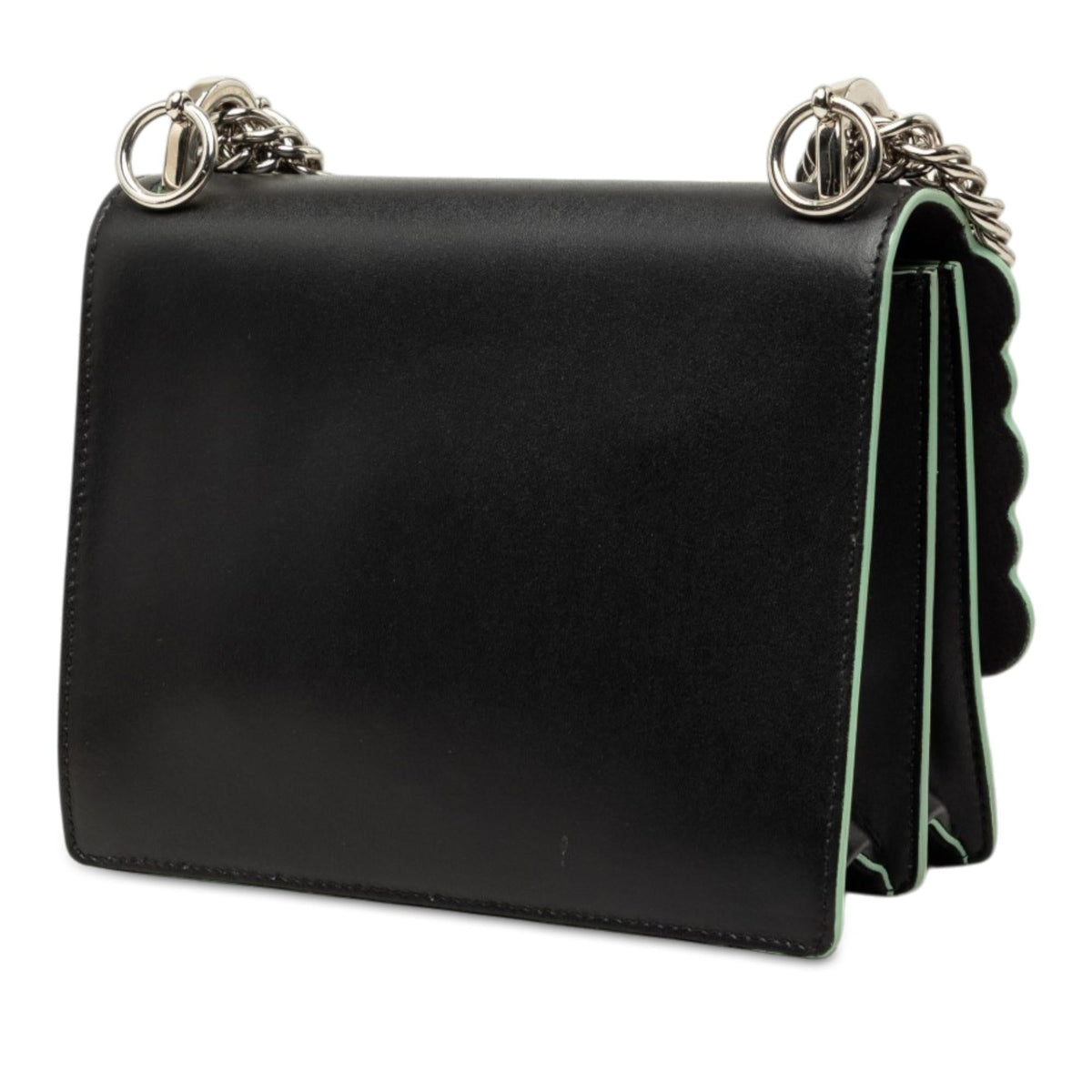 Fendi Mini Scalloped Leather and Acrylic Studs Kan I Crossbody Bag - Black