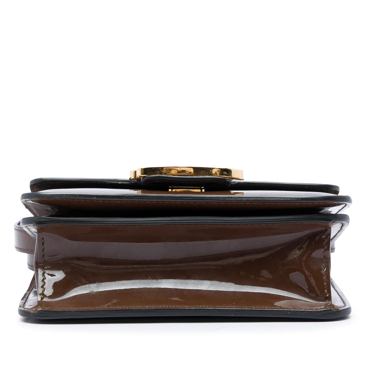 Fendi Patent Karligraphy Crossbody Bag - Brown