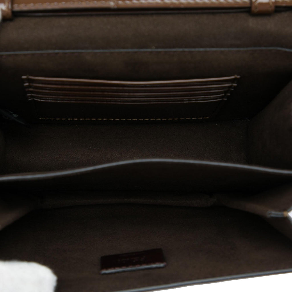 Fendi Patent Karligraphy Crossbody Bag - Brown