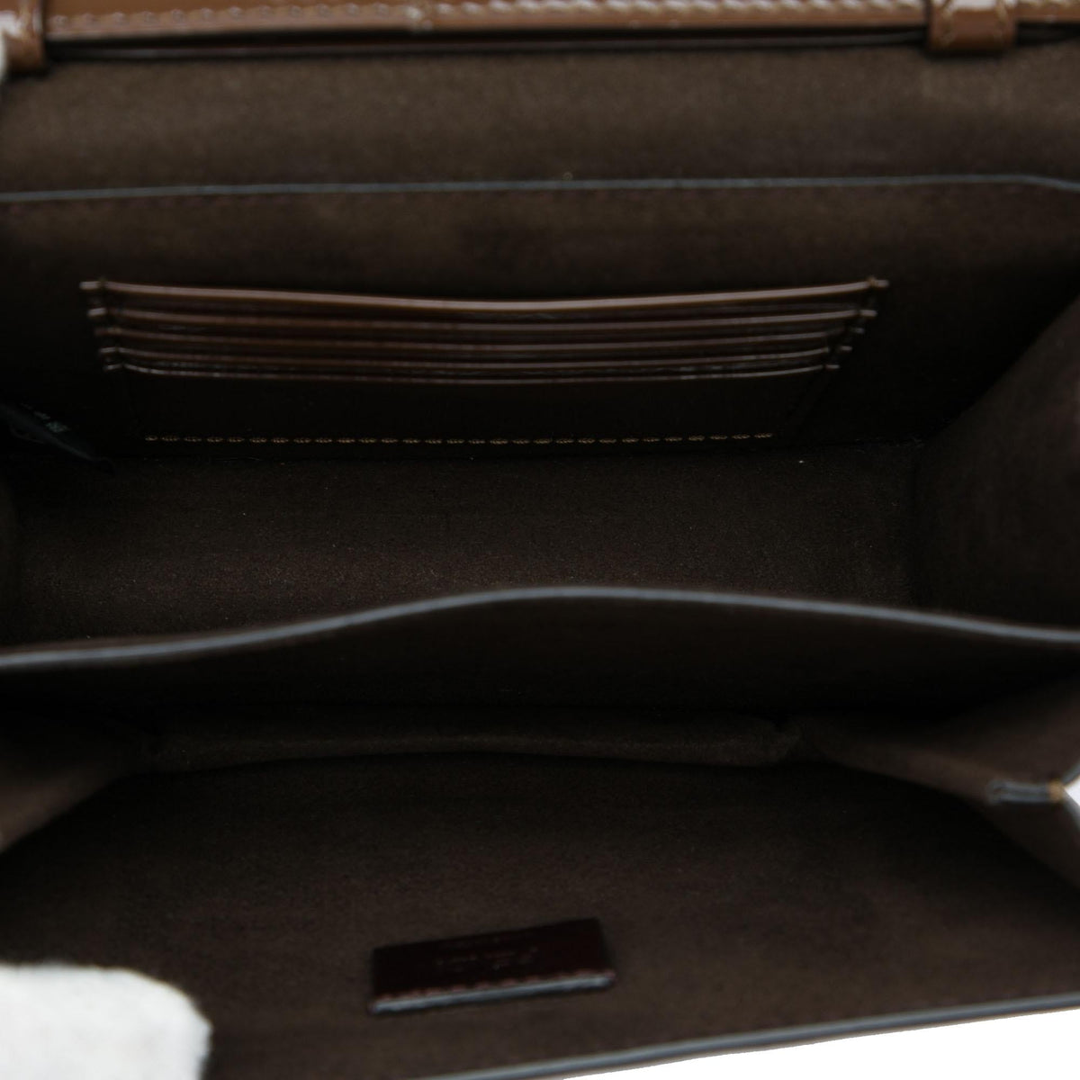 Fendi Patent Karligraphy Crossbody Bag - Brown