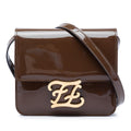 Fendi Patent Karligraphy Crossbody Bag - Brown
