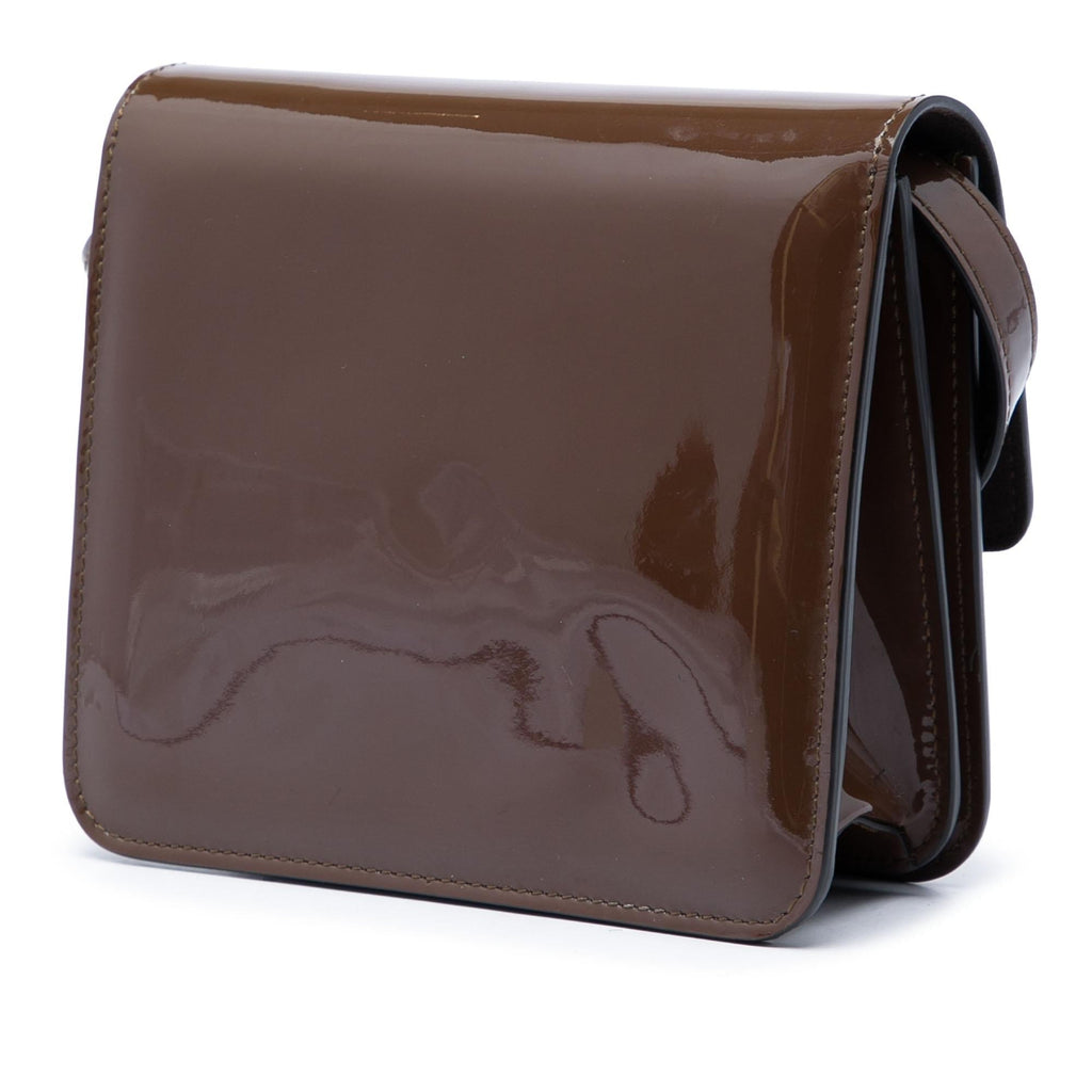 Fendi Patent Karligraphy Crossbody Bag - Brown