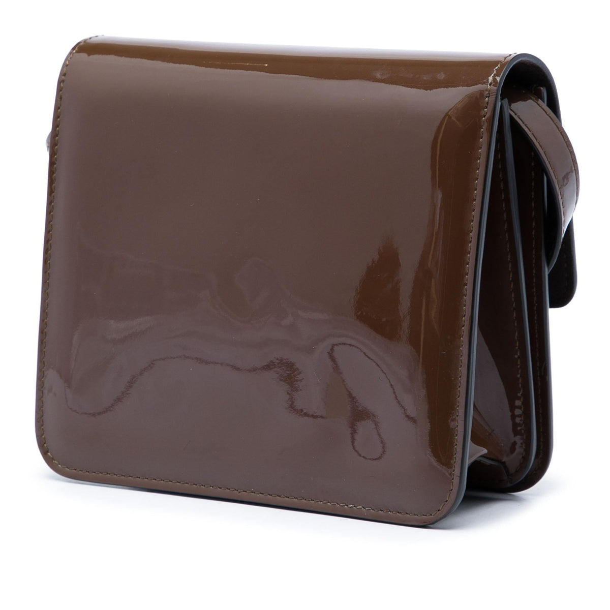 Fendi Patent Karligraphy Crossbody Bag - Brown