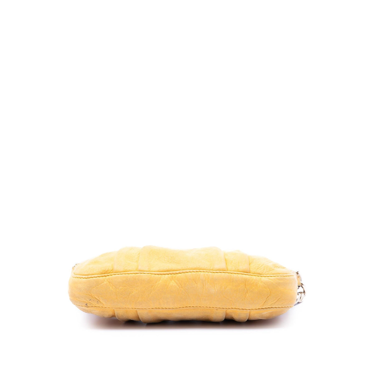 Fendi Pleated Nubuck FF Chain Pochette - Yellow