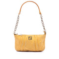 Fendi Pleated Nubuck FF Chain Pochette - Yellow
