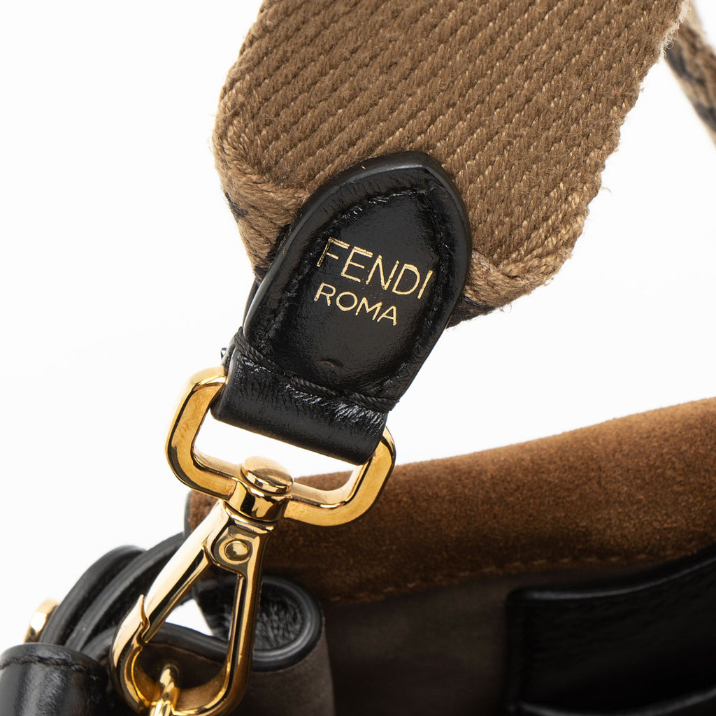 Fendi Suede Glazed Calfskin Grace Flip Tote Bag - Black/Brown