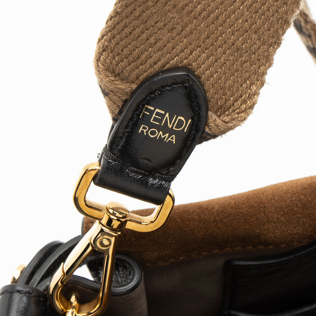 Fendi Suede Glazed Calfskin Grace Flip Tote Bag - Black/Brown