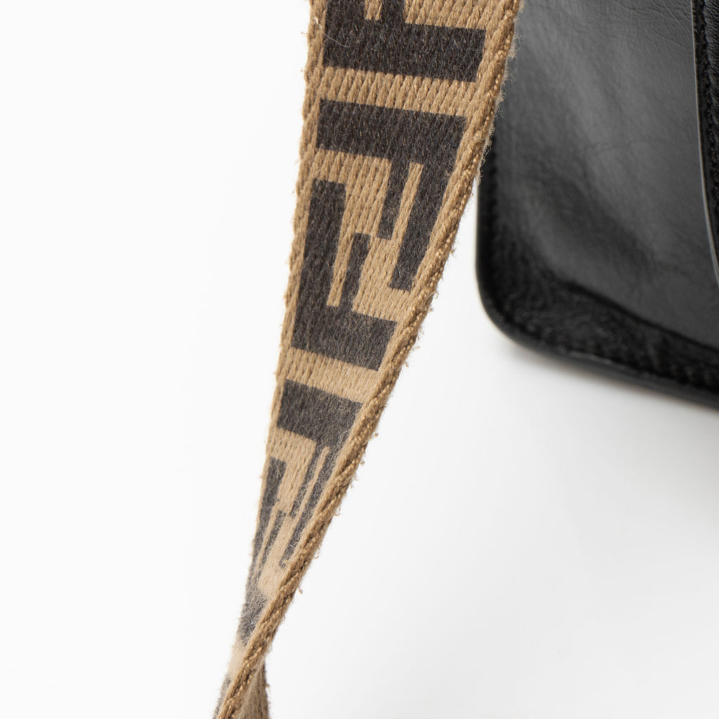 Fendi Suede Glazed Calfskin Grace Flip Tote Bag - Black/Brown