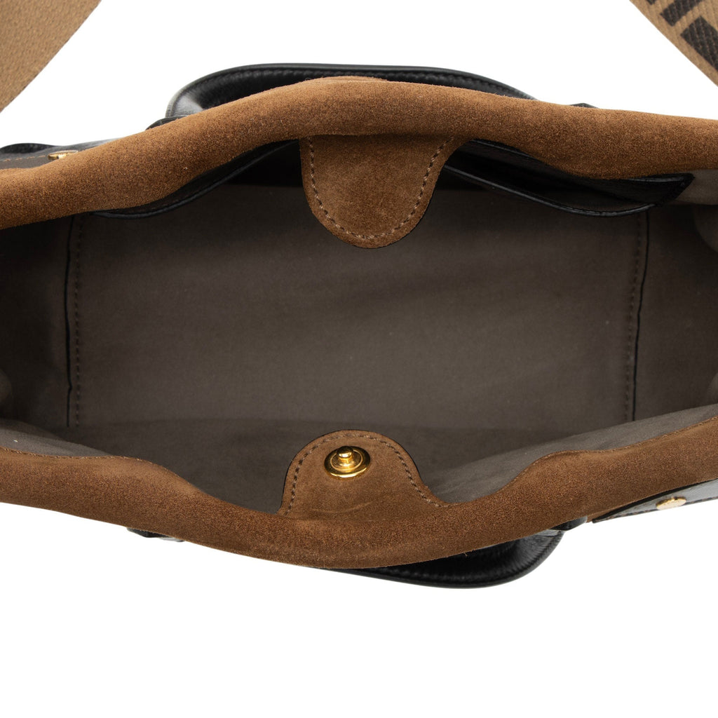 Fendi Suede Glazed Calfskin Grace Flip Tote Bag - Black/Brown