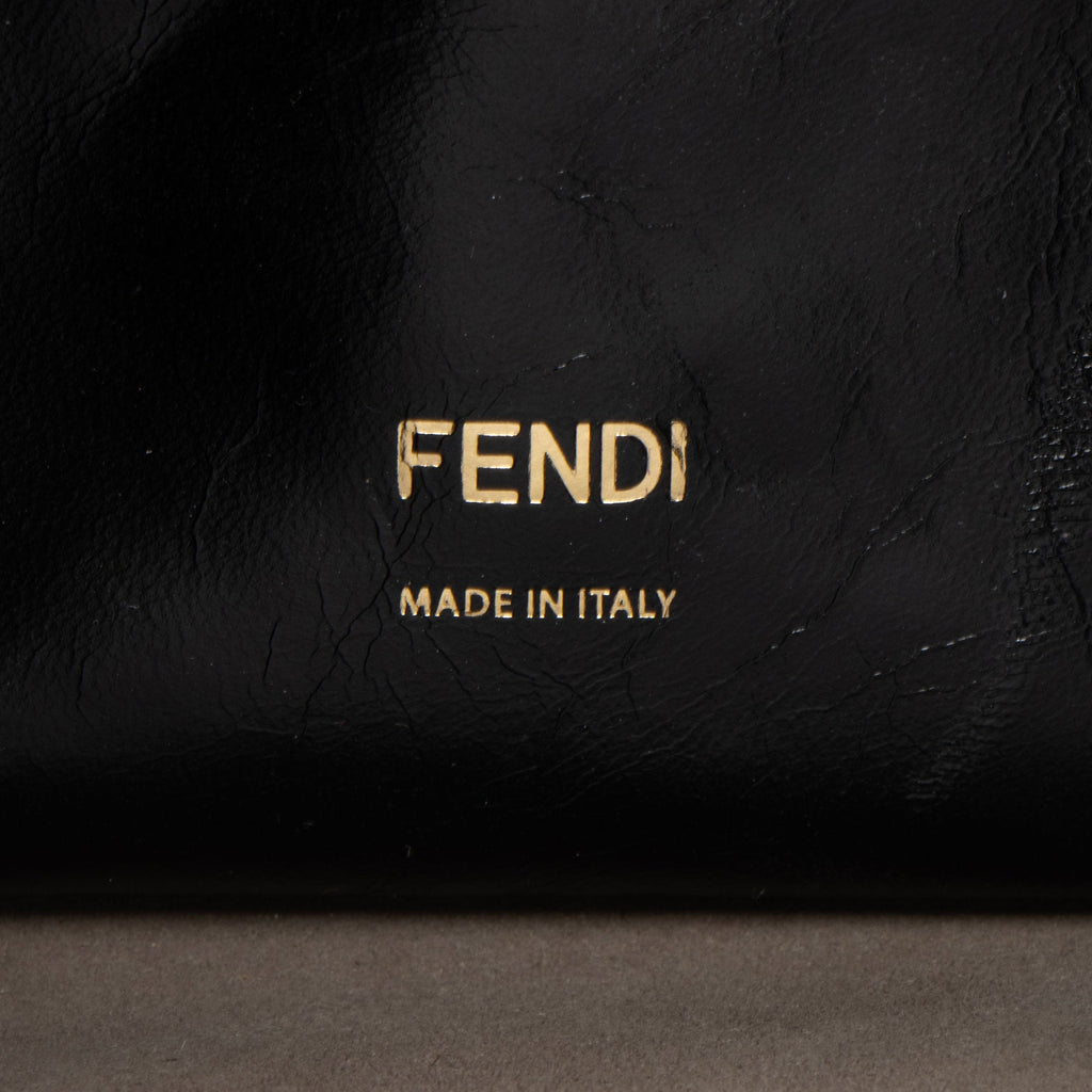 Fendi Suede Glazed Calfskin Grace Flip Tote Bag - Black/Brown
