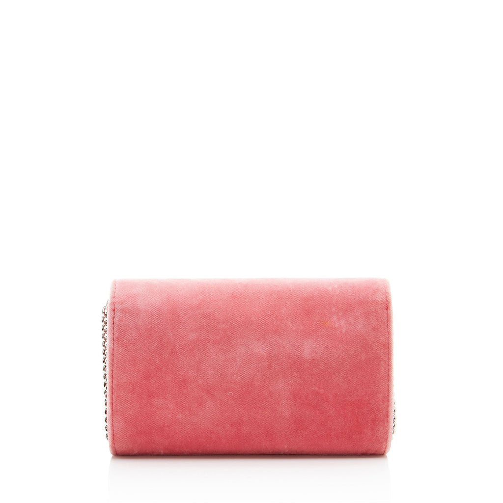 Fendi Velvet Kan I F Wallet on Chain - Pink