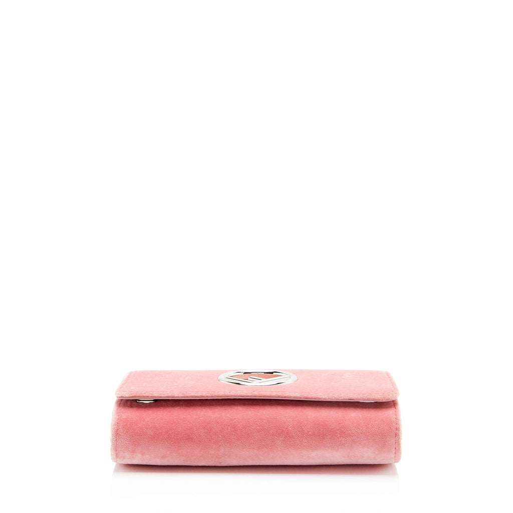 Fendi Velvet Kan I F Wallet on Chain - Pink