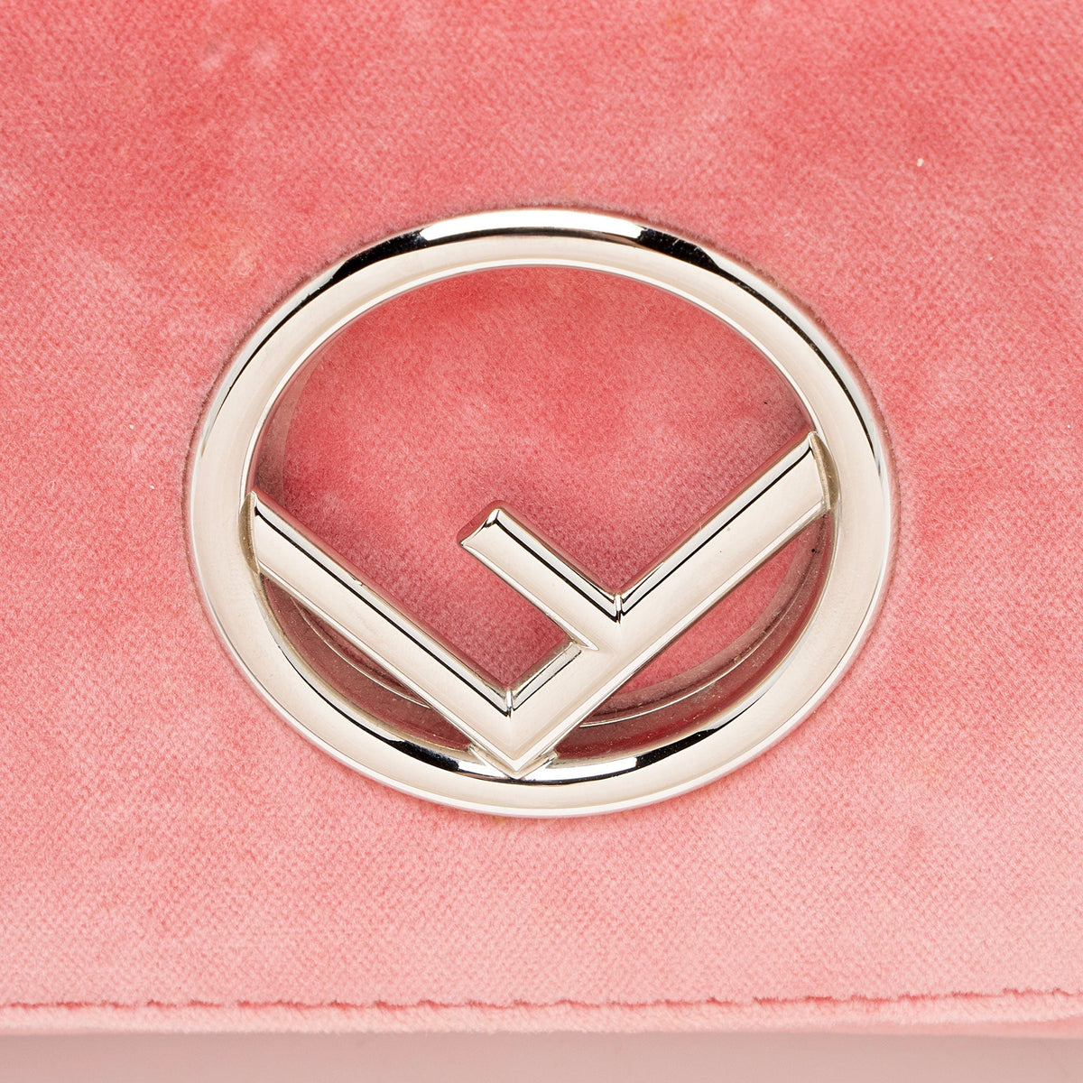 Fendi Velvet Kan I F Wallet on Chain - Pink