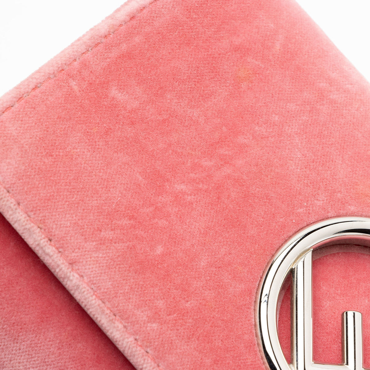 Fendi Velvet Kan I F Wallet on Chain - Pink