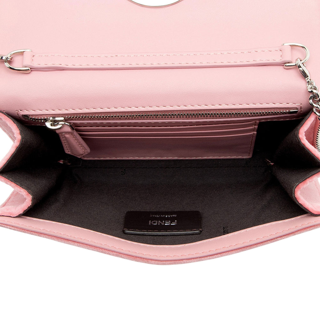 Fendi Velvet Kan I F Wallet on Chain - Pink