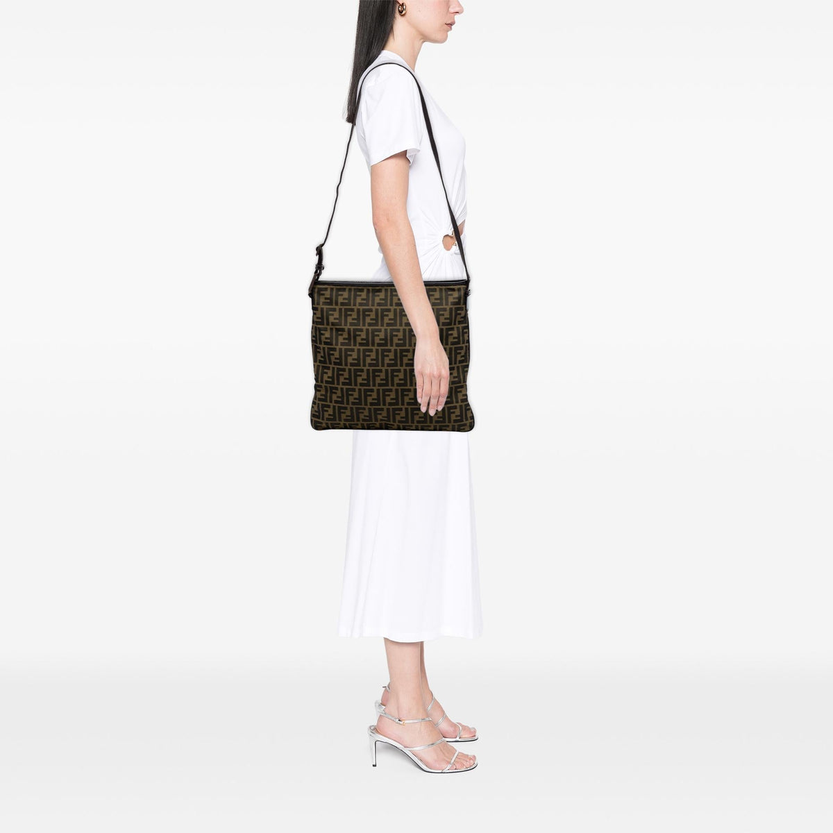 Fendi Zucca Canvas Crossbody Bag - Brown