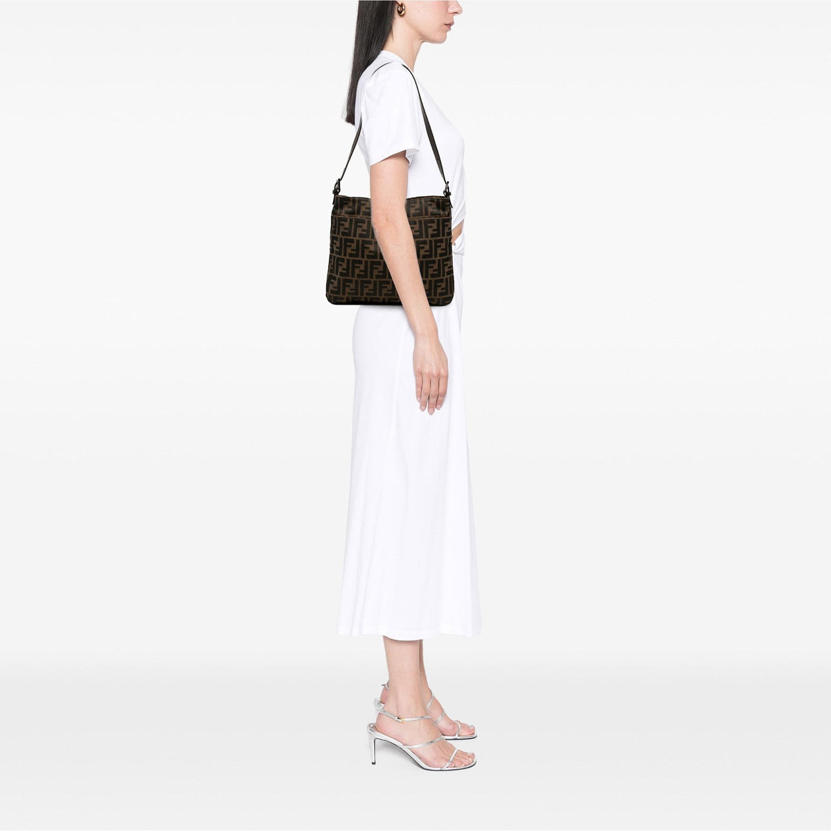 Fendi Zucca Canvas Shoulder Bag - Brown