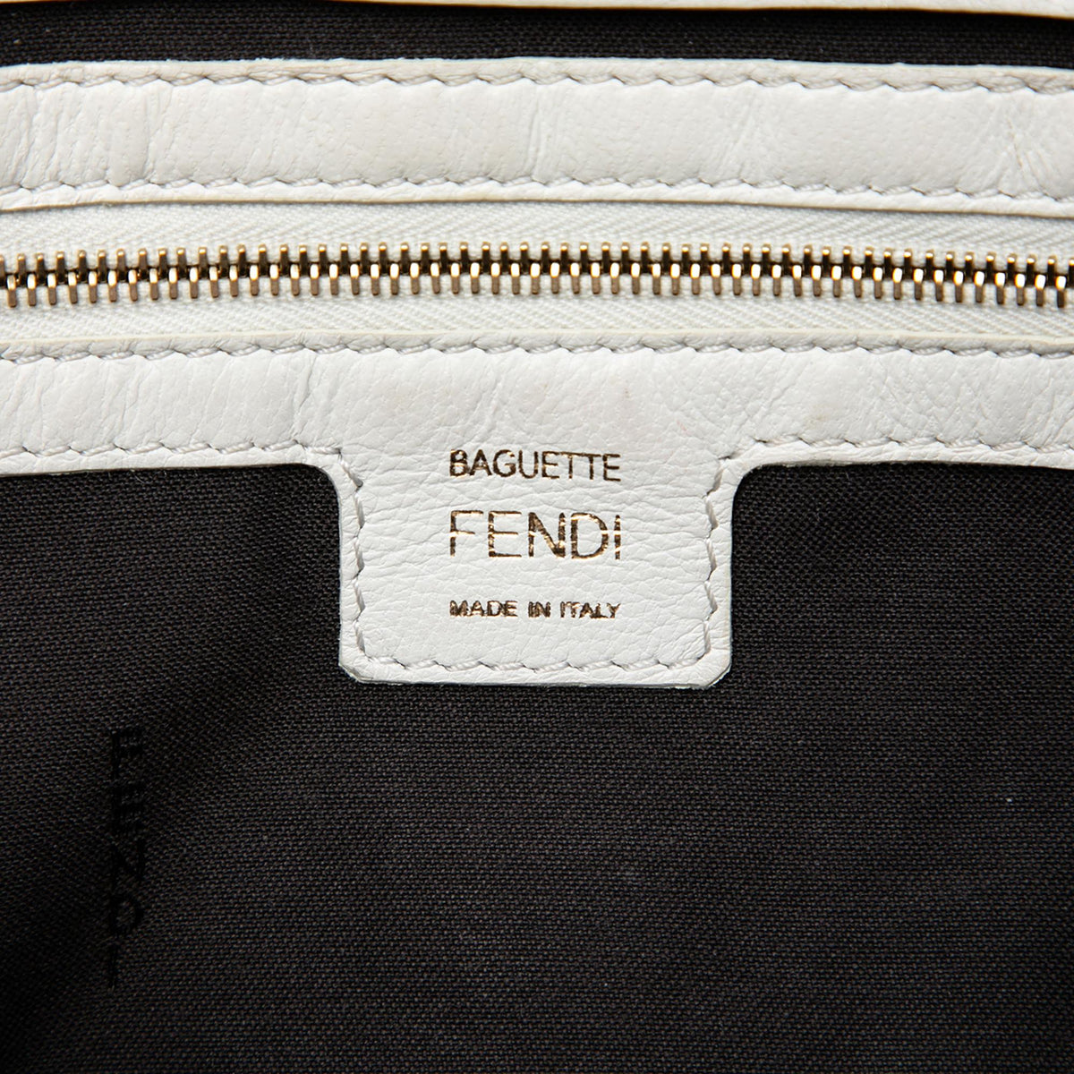 Fendi Zucca Embossed Leather Baguette Satchel - White
