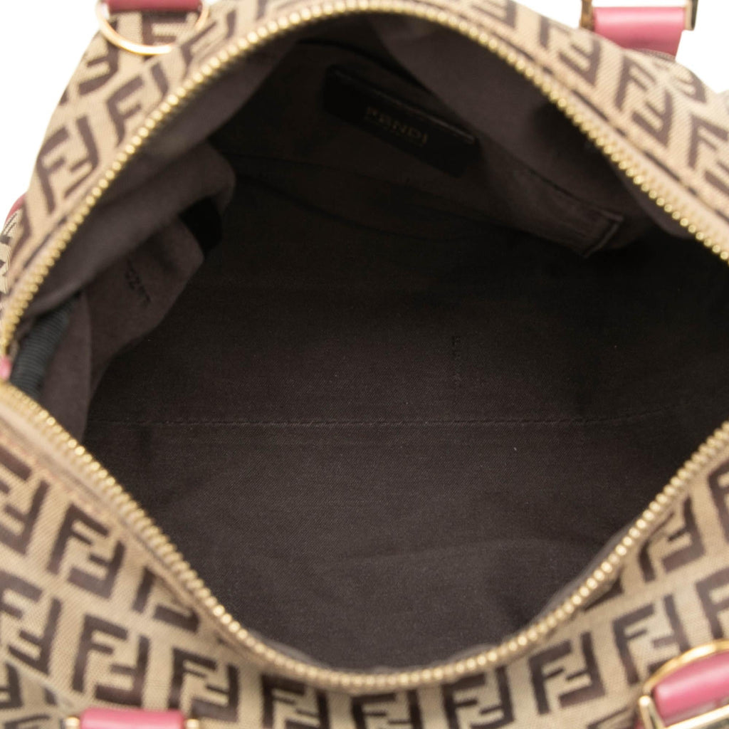 Fendi Zucchino Canvas Boston Bag - Beige