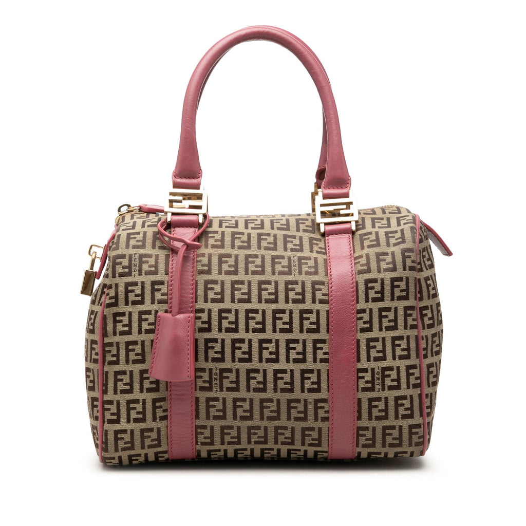 Fendi Zucchino Canvas Boston Bag - Beige